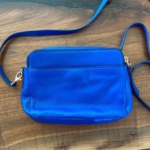 Fossil blue leather crossbody bag